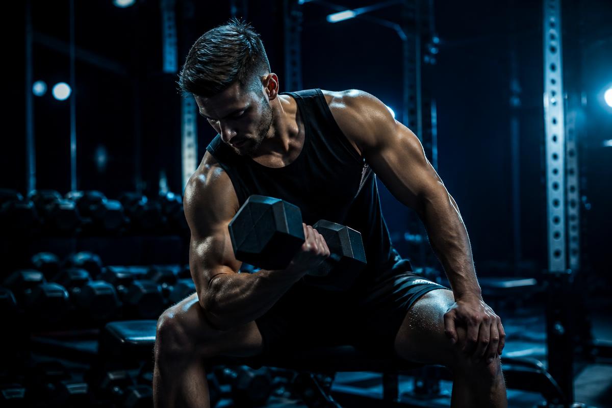 Homme s'entraînant en salle de sport, mode de vie actif soutenu par Nitro Force
